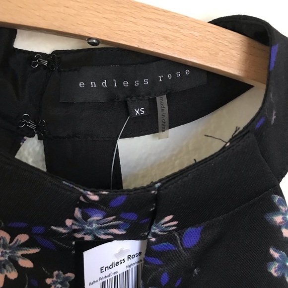 NWT Endless Rose Black Floral Halter Dress - Picture 5 of 7